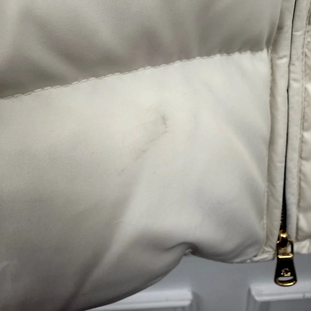Lauren Ralph Lauren Womens Cream Down Feather Puffer Jacket Hooded Coat‎ Medium